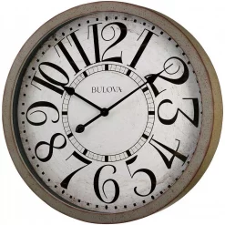 Cheap 🧨 Wall Clocks Bulova 24 In. H X 24 In. W Large Round Wall Clock In Antique Gray 🌟