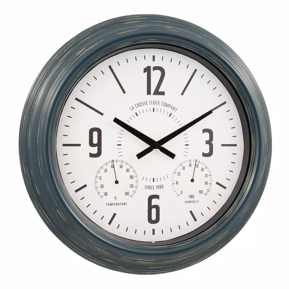 New π₯ Wall Clocks La Crosse Technology 18 In. Hamilton Indoor/Outdoor Metal Analog Quartz Clock π - Image 3