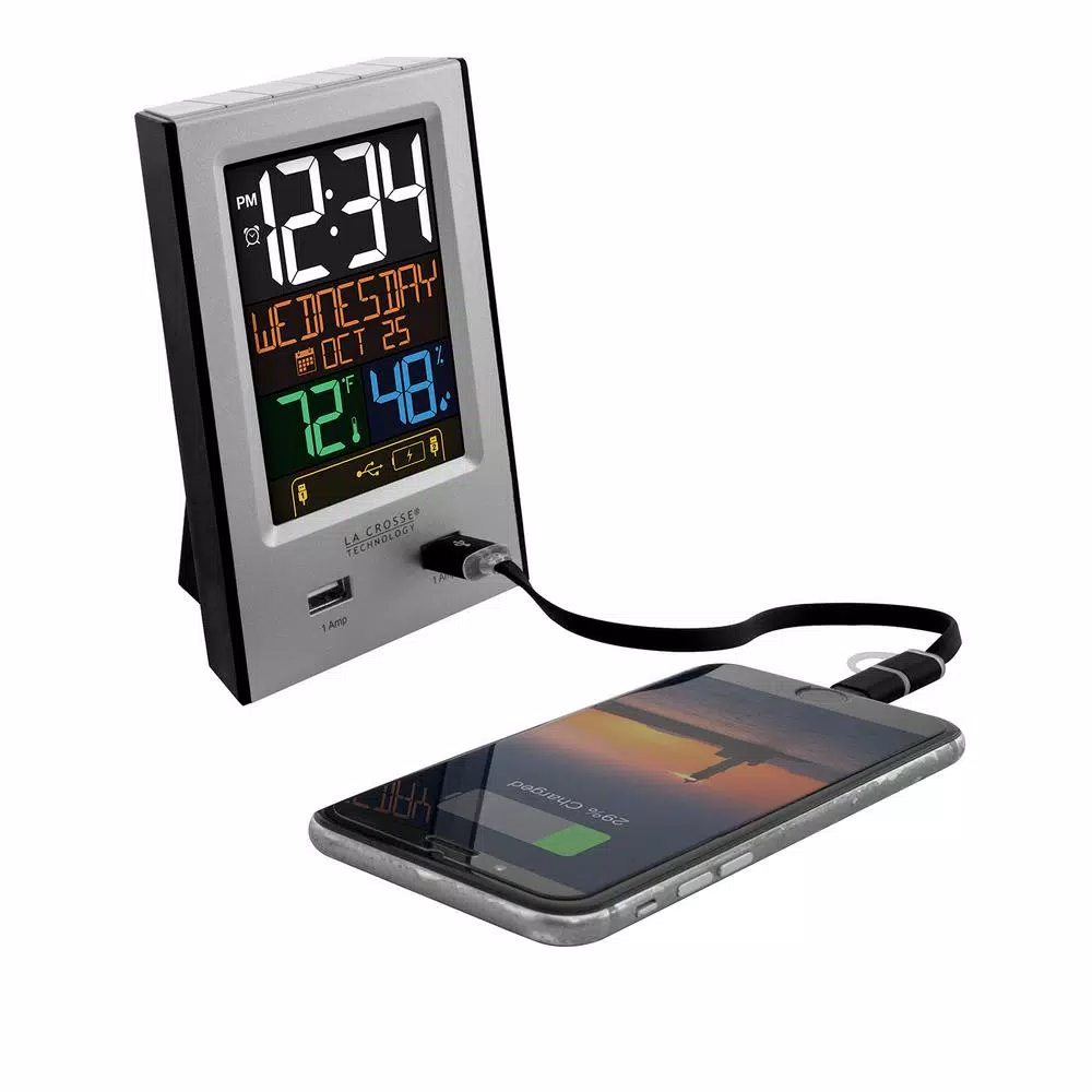 Best Sale π Table Clocks La Crosse Technology Desktop Dual USB Charging Station With Alarm & Nap Timer π - Image 3