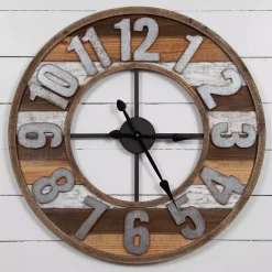 Top 10 😉 Wall Clocks Pinnacle Rustic Reclaimed Wood And Metal Brown Wall Clock 😀