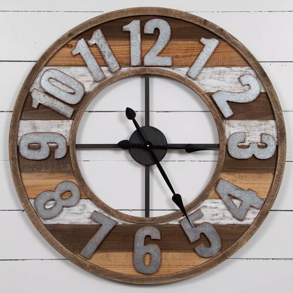 Top 10 π Wall Clocks Pinnacle Rustic Reclaimed Wood And Metal Brown Wall Clock π