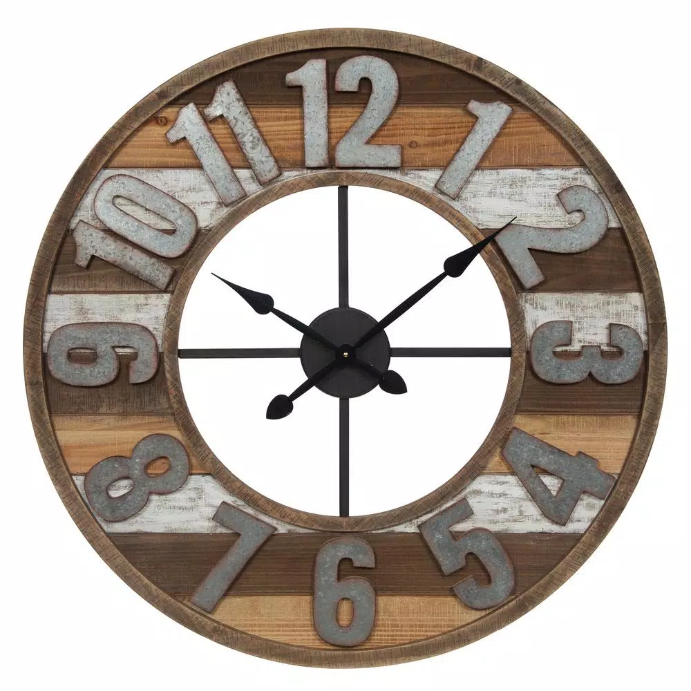 Top 10 π Wall Clocks Pinnacle Rustic Reclaimed Wood And Metal Brown Wall Clock π - Image 2