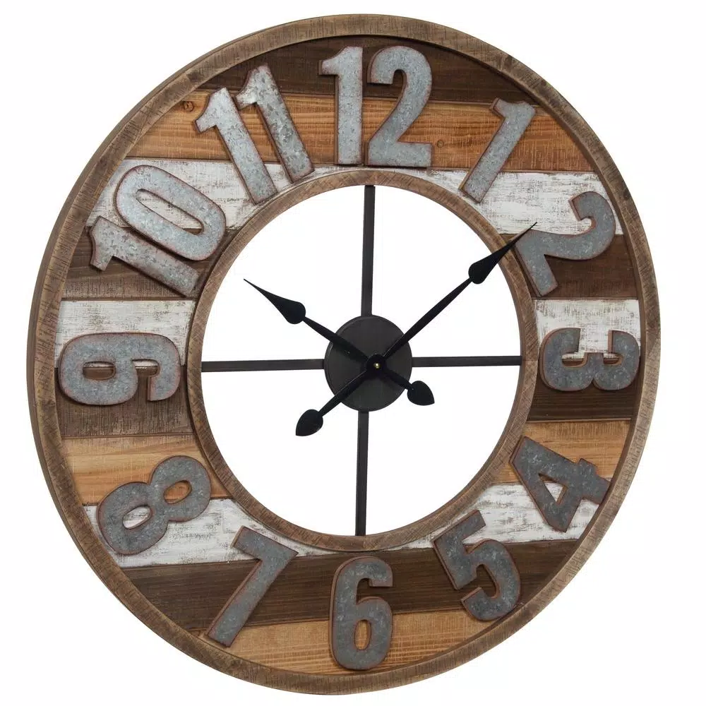 Top 10 π Wall Clocks Pinnacle Rustic Reclaimed Wood And Metal Brown Wall Clock π - Image 3