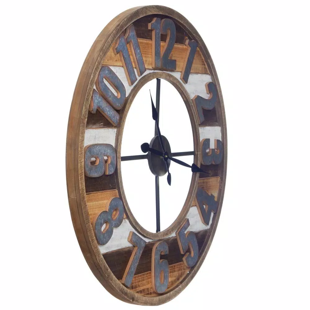 Top 10 π Wall Clocks Pinnacle Rustic Reclaimed Wood And Metal Brown Wall Clock π - Image 4