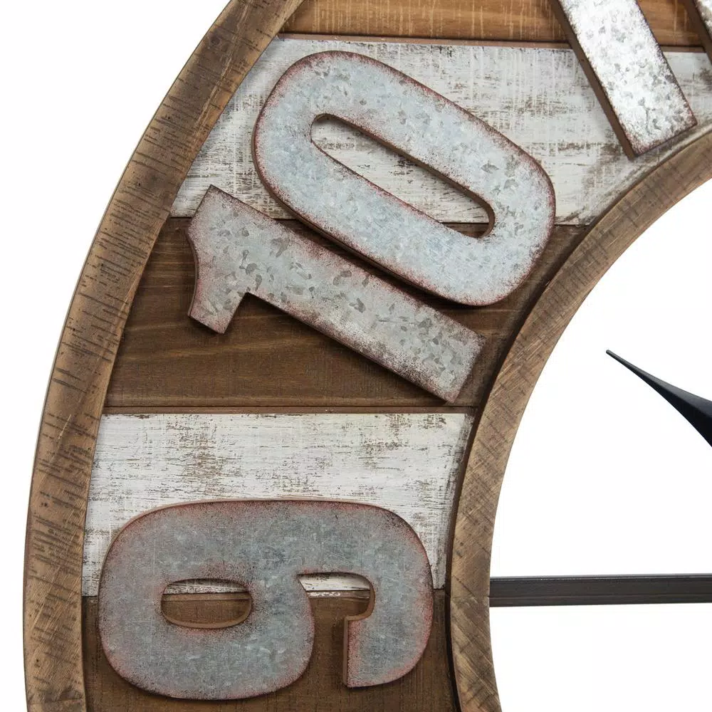 Top 10 π Wall Clocks Pinnacle Rustic Reclaimed Wood And Metal Brown Wall Clock π - Image 5