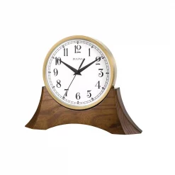 Deals 💯 Table Clocks Bulova 8.5 In. H X 10.6 In. W Brown Cherry Table Clock With Hardwood Base And Gold Tone Clock ⌛
