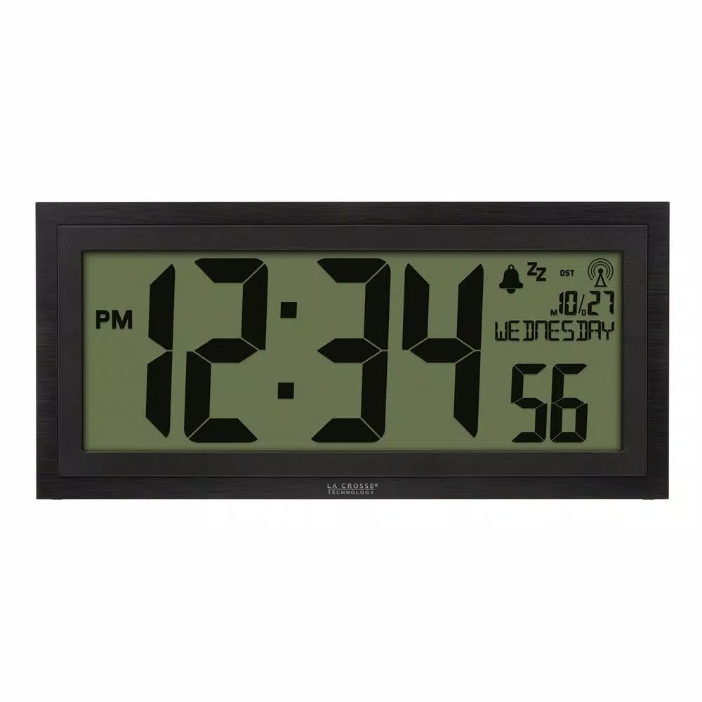Promo π Wall Clocks La Crosse Technology 15 In. Extra-Large Textured Atomic Digital Clock π