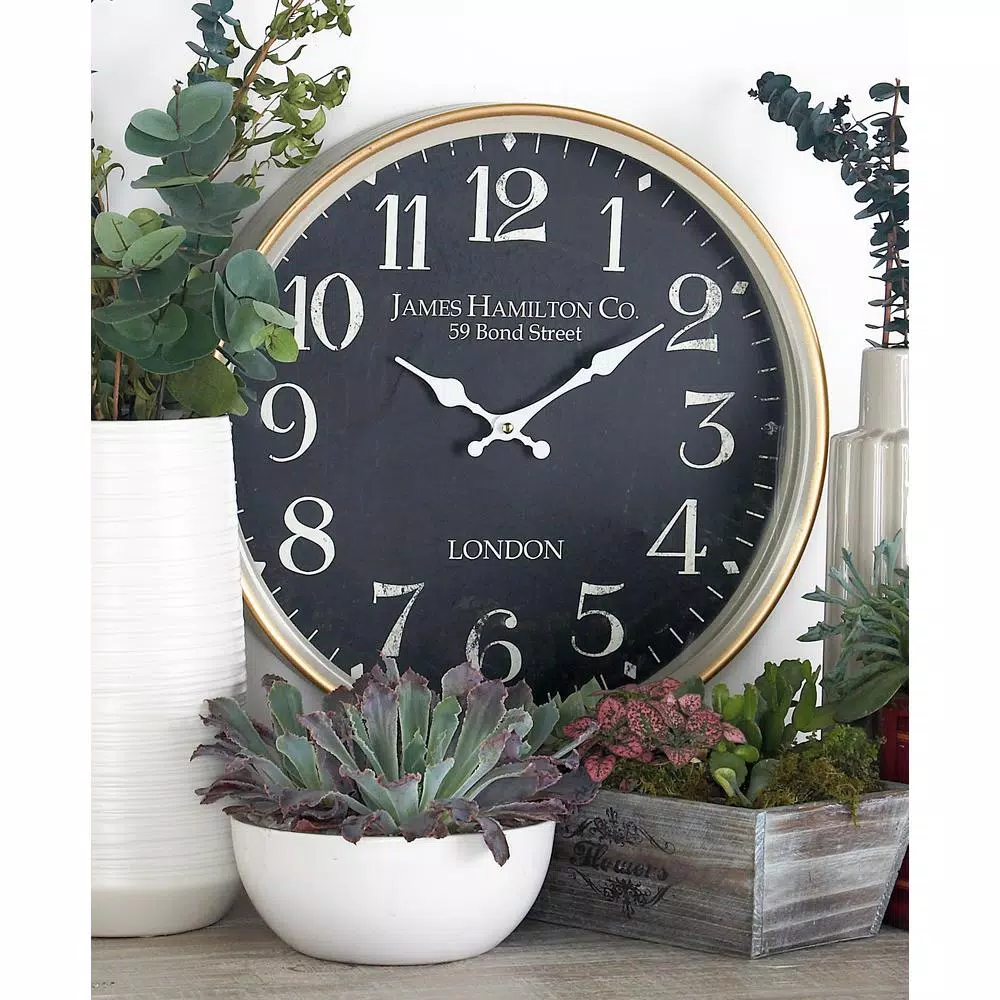 Discount π Wall Clocks LITTON LANE Multi-Colored London-Inspired Wall Clock With White Accents π