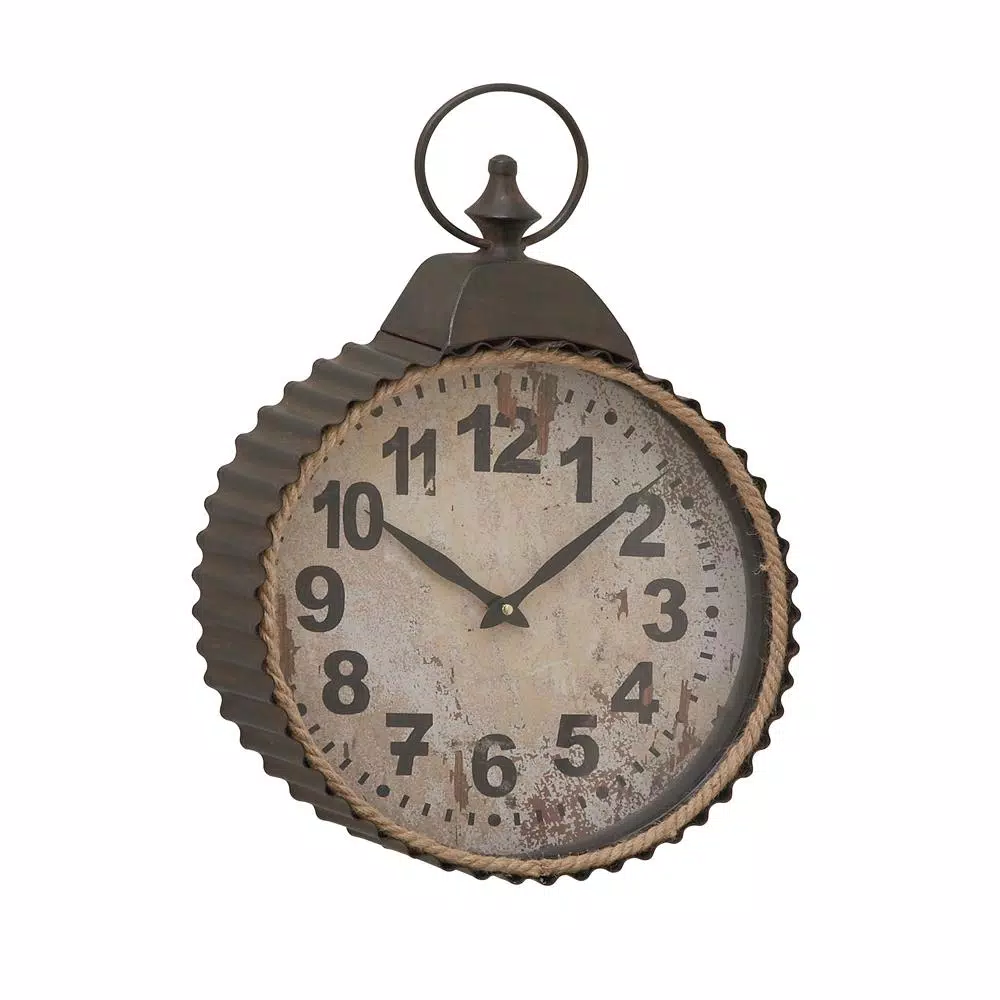 Discount ๐ Wall Clocks LITTON LANE Rustic Distressed Round Analog Wall Clock ๐ - Image 2