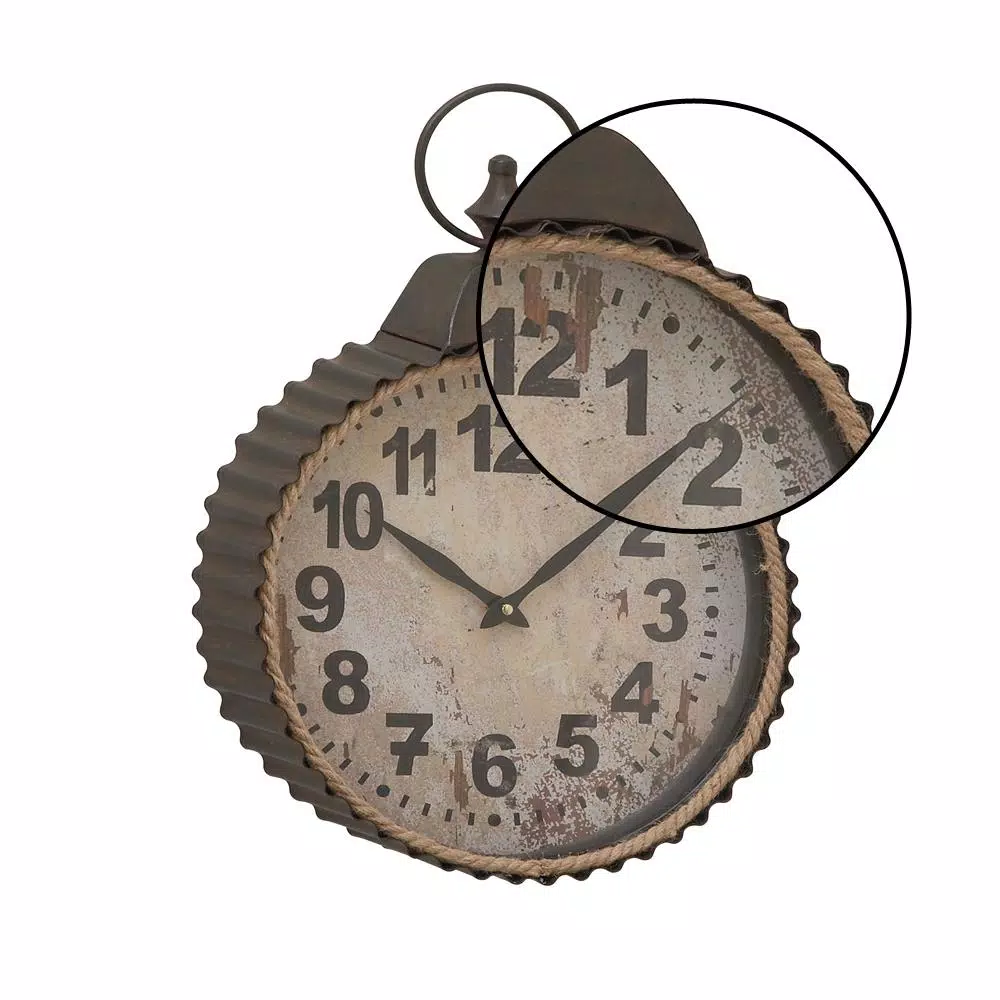 Discount ๐ Wall Clocks LITTON LANE Rustic Distressed Round Analog Wall Clock ๐ - Image 3