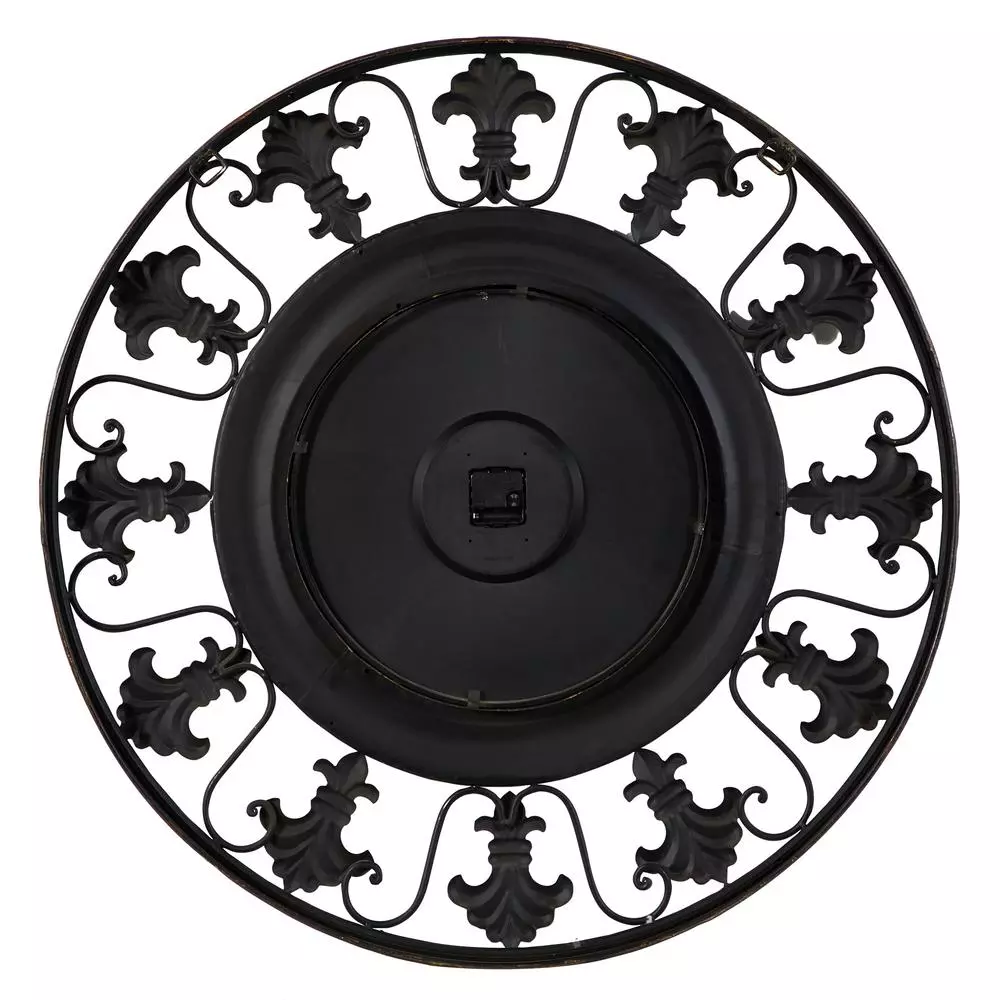 Best Sale 🛒 Wall Clocks LITTON LANE 38 In. Traditional Fleur-De-Lis Iron Wall Clock ❤️ - Image 2