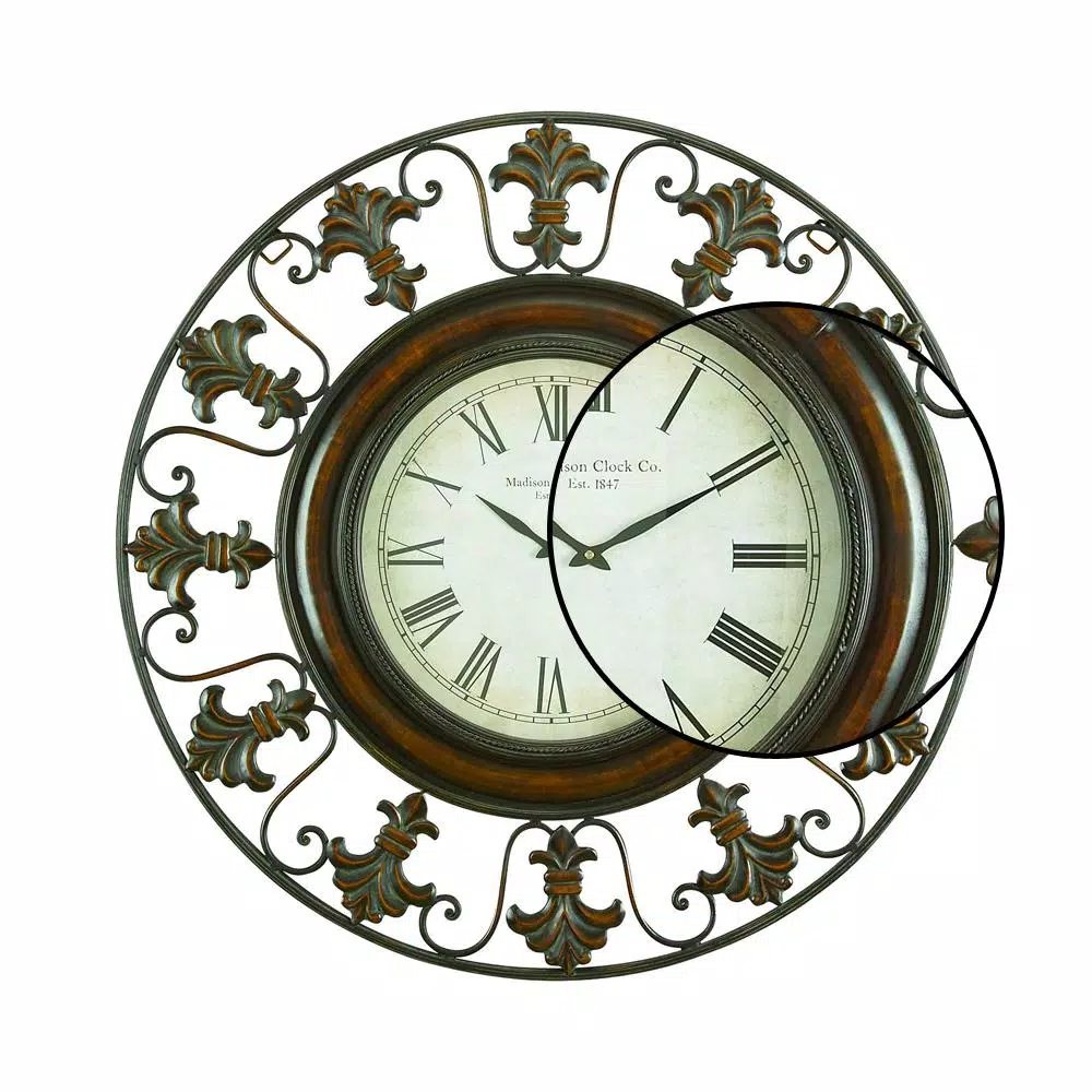 Best Sale 🛒 Wall Clocks LITTON LANE 38 In. Traditional Fleur-De-Lis Iron Wall Clock ❤️ - Image 4