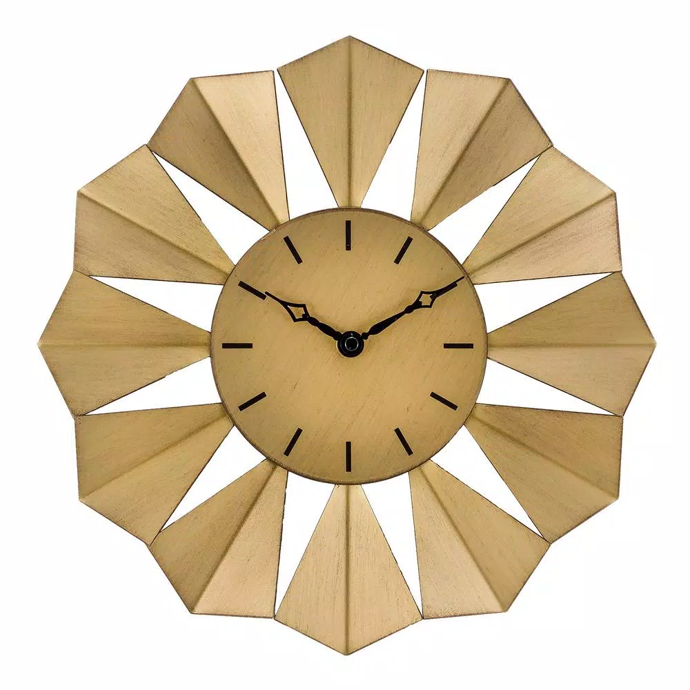 Promo π Wall Clocks La Crosse Technology 12.8 In. Gold Metal Sunray Quartz Wall Clock π