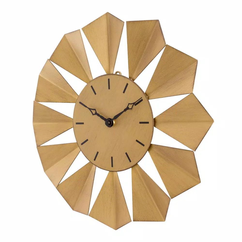 Promo π Wall Clocks La Crosse Technology 12.8 In. Gold Metal Sunray Quartz Wall Clock π - Image 3