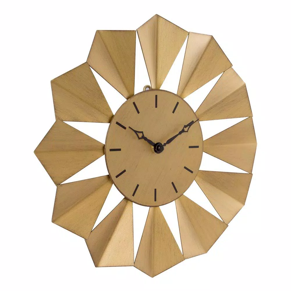 Promo π Wall Clocks La Crosse Technology 12.8 In. Gold Metal Sunray Quartz Wall Clock π - Image 4