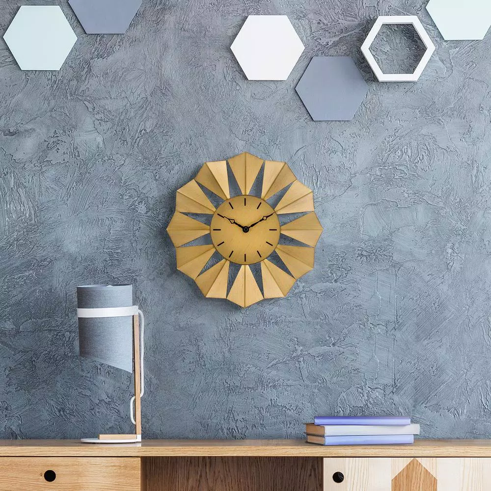 Promo π Wall Clocks La Crosse Technology 12.8 In. Gold Metal Sunray Quartz Wall Clock π - Image 6