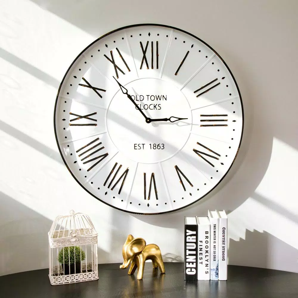 Top 10 ๐ Wall Clocks Glitzhome 31.5 In. Oversized Farmhouse Metal Enamel Wall Clock ๐ - Image 6
