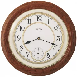 Budget 🛒 Wall Clocks Bulova 14 In. Solid Oak Wall Clock ❤️