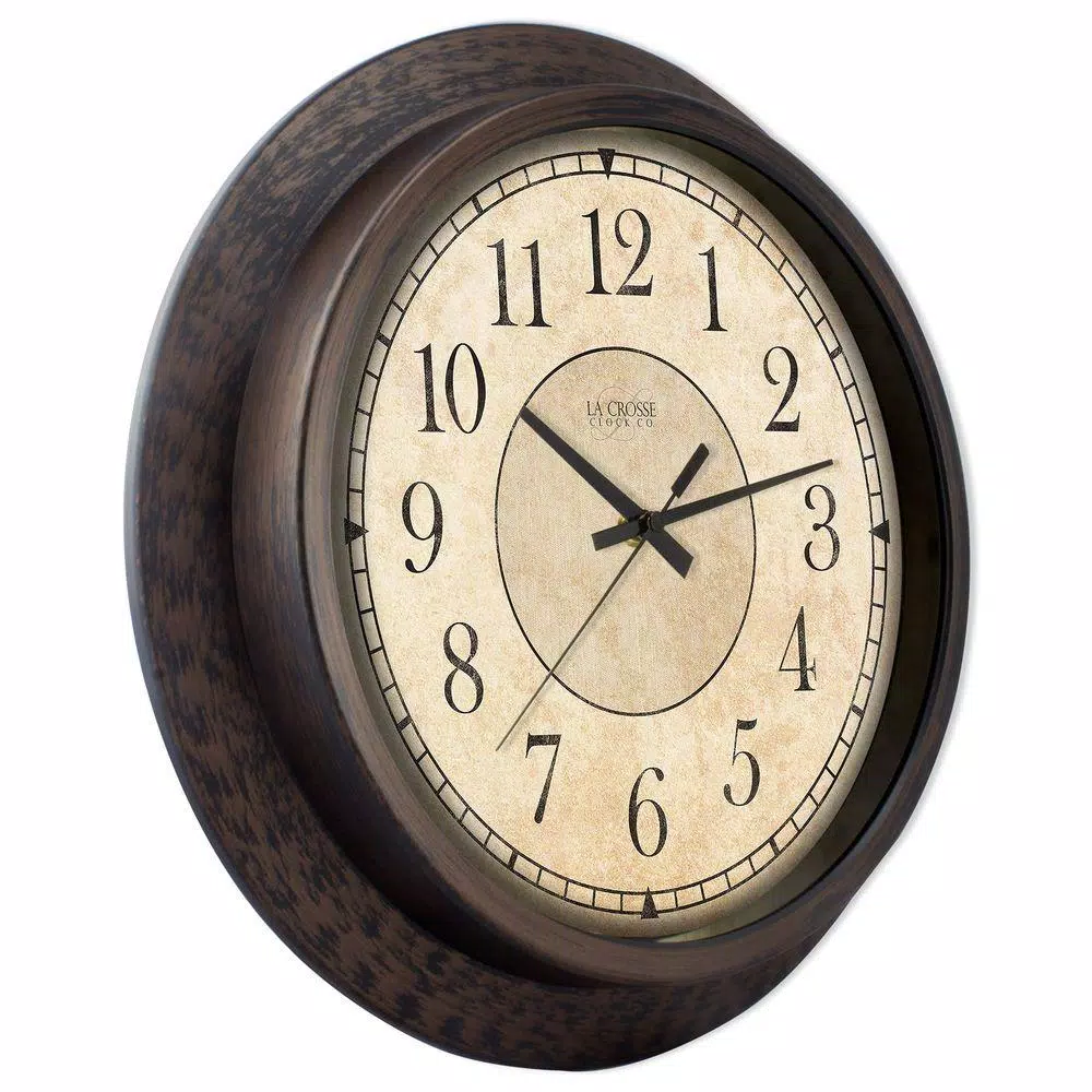Discount βοΈ Wall Clocks La Crosse Technology 14 In. H Round Brown Plastic Analog Wall Clock π₯ - Image 3