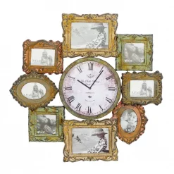 Best Sale 🧨 Wall Clocks LITTON LANE 25 In. X 25 In. Metal Photo Frame And Wall Clock 🔔