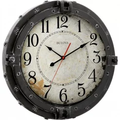 Coupon 🔔 Wall Clocks Bulova 17 In. H X 17 In. W Round Metal Wall Clock With Maritime Porthole Design 😀