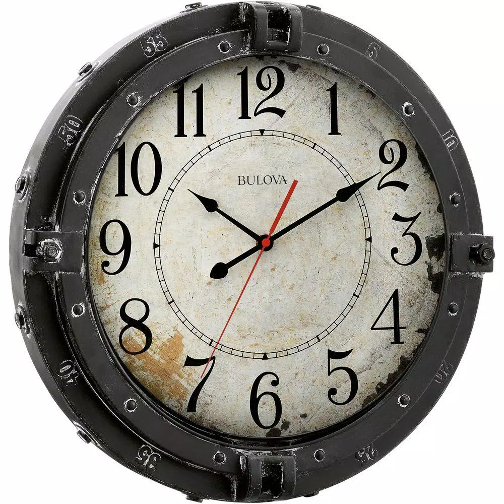 Coupon ๐ Wall Clocks Bulova 17 In. H X 17 In. W Round Metal Wall Clock With Maritime Porthole Design ๐