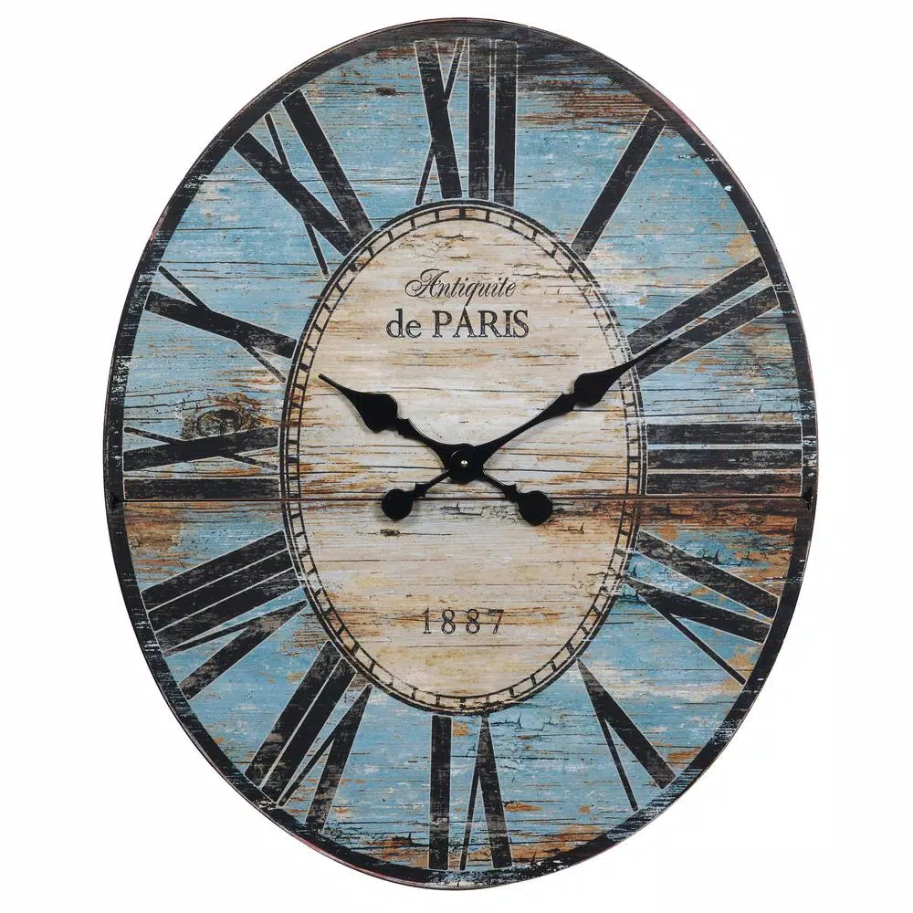 New π Wall Clocks 3R Studios Turquoise Oval Wood Wall Clock βοΈ