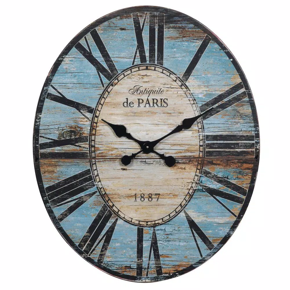 New π Wall Clocks 3R Studios Turquoise Oval Wood Wall Clock βοΈ - Image 2