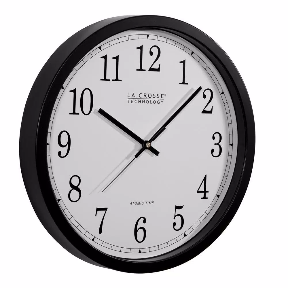 Discount β¨ Wall Clocks La Crosse Technology 14 In. Atomic Round Analog Black Wall Clock β - Image 4