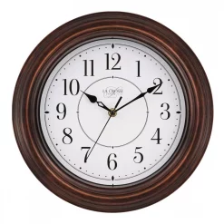 Best deal 🤩 Wall Clocks La Crosse Technology 12 In. H Round Brown Plastic Wall Clock With Silent Movement 🎉