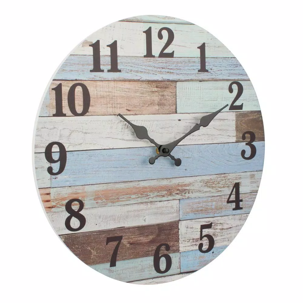 Discount ๐ฅ Wall Clocks Stonebriar Collection Coastal Worn Blue And White Wooden Wall Clock ๐ - Image 2
