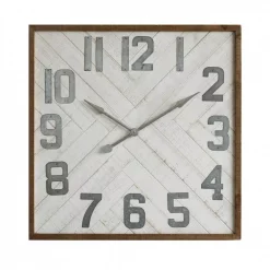 Outlet ⭐ Wall Clocks 3R Studios Grey Square Wood And Metal Wall Clock ✔️