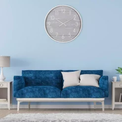 Best Sale 🎉 Wall Clocks Pinnacle 28 In. Gray Washed Wood Plank Round Wall Clock 👏