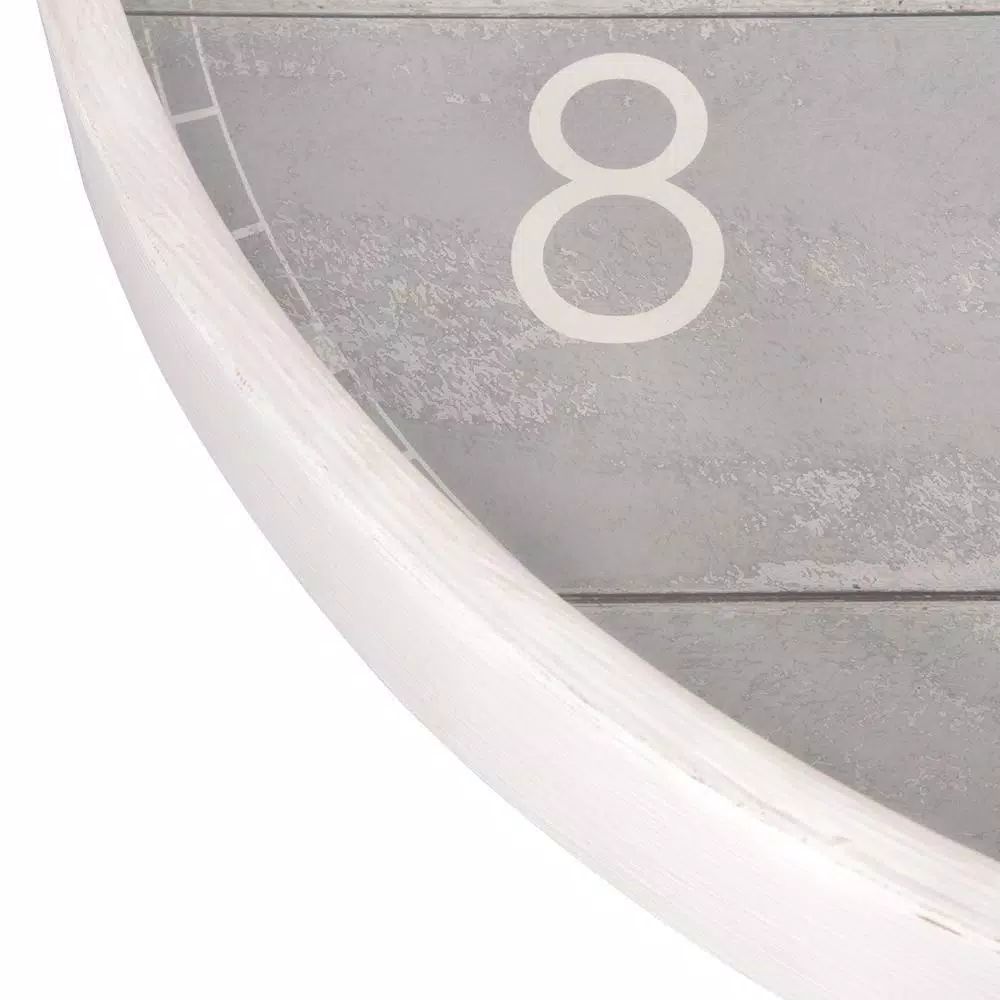 Best Sale π Wall Clocks Pinnacle 28 In. Gray Washed Wood Plank Round Wall Clock π - Image 5