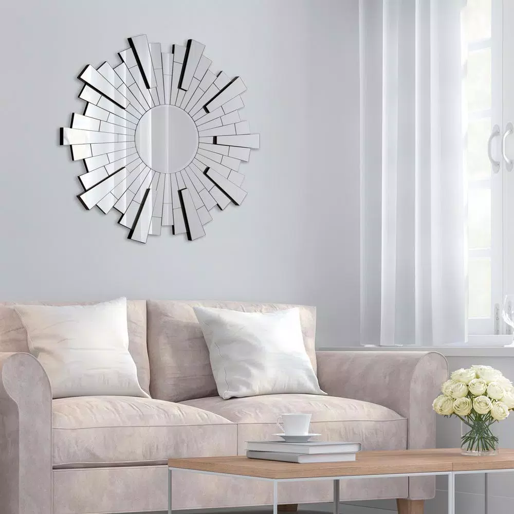 Deals β¨ Wall Mirrors Pinnacle Medium Sunburst Silver Beveled Glass Contemporary Mirror (36 In. H X 36 In. W) π - Image 6