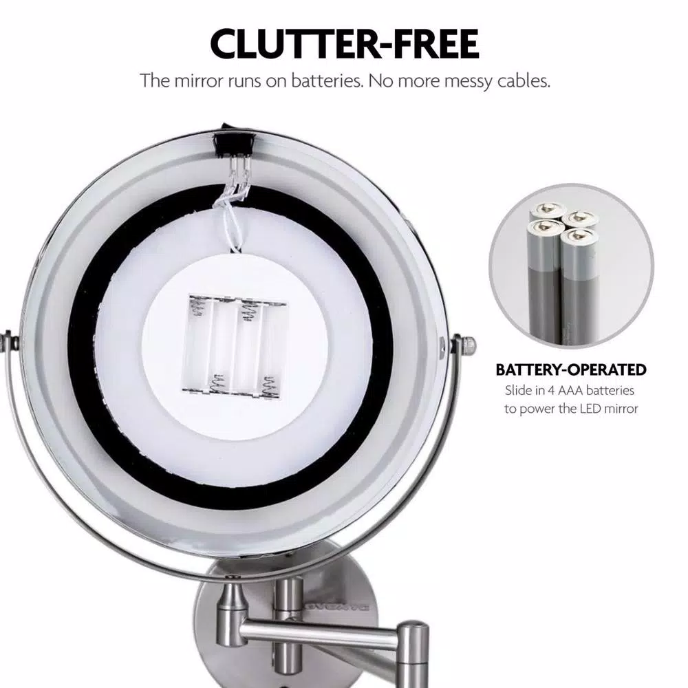 Coupon π₯° Wall Mirrors Ovente 13.2 In. H X 1.6 In. W, Small Round Nickel Brushed Lighted Framed Modern Vanity Mirror, 1x 7x Magnification π€© - Image 6