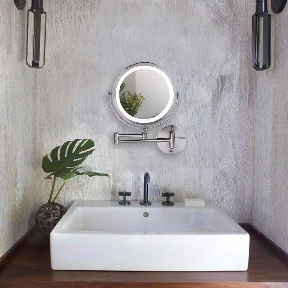 Coupon π₯° Wall Mirrors Ovente 13.2 In. H X 1.6 In. W, Small Round Nickel Brushed Lighted Framed Modern Vanity Mirror, 1x 7x Magnification π€© - Image 8