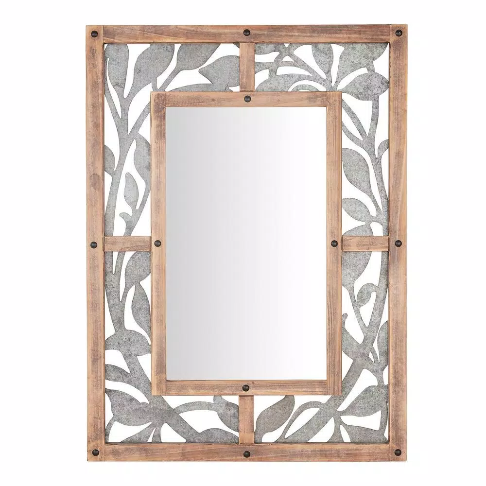 Coupon 👍 Wall Mirrors Home Decorators Collection Medium Rectangle Wood & Metal Antiqued Farmhouse Accent Mirror (39 In. H X 29 In. W) 👍