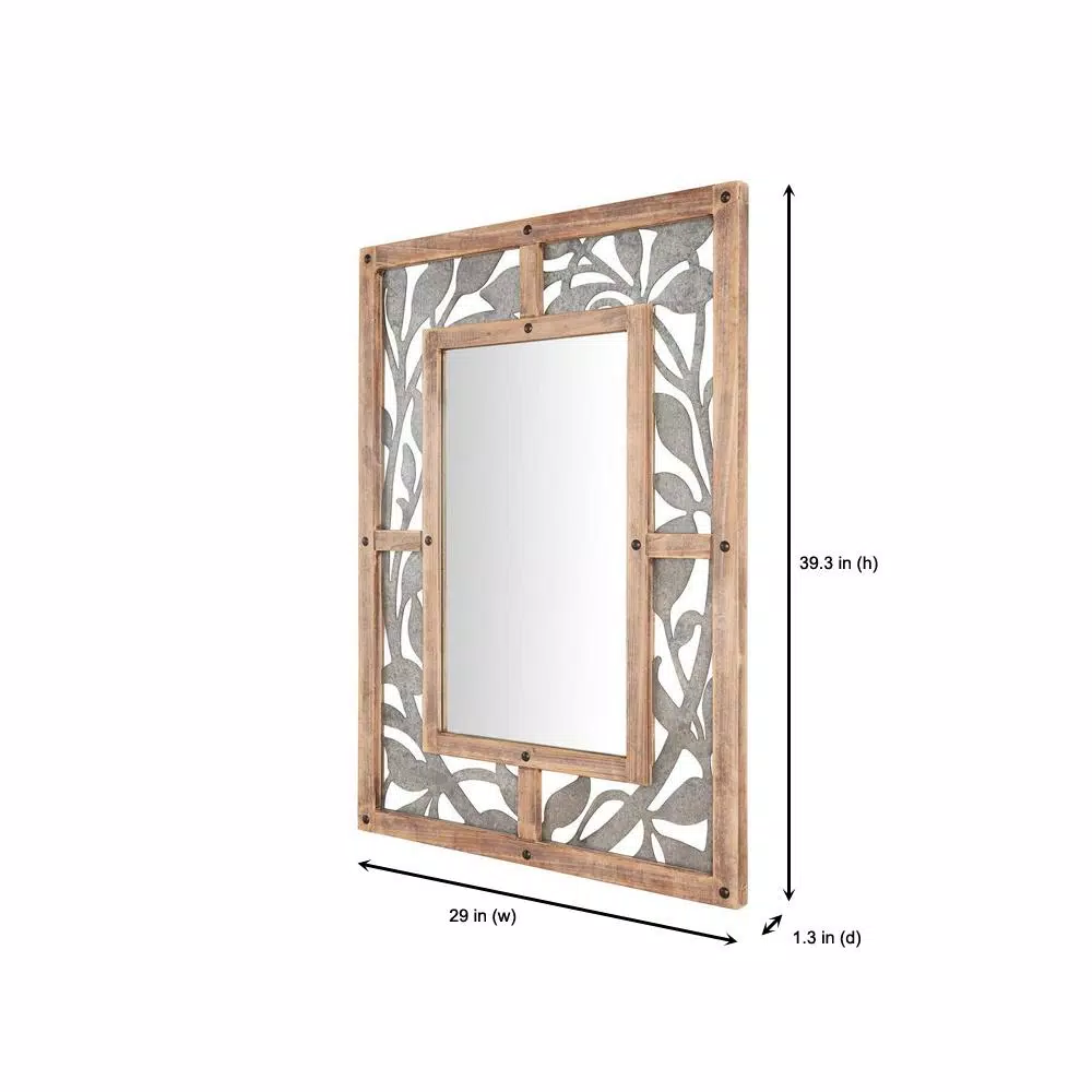 Coupon 👍 Wall Mirrors Home Decorators Collection Medium Rectangle Wood & Metal Antiqued Farmhouse Accent Mirror (39 In. H X 29 In. W) 👍 - Image 2