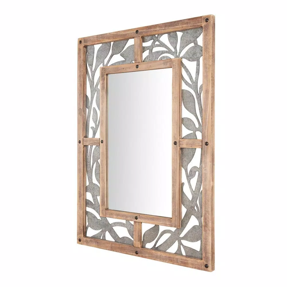 Coupon 👍 Wall Mirrors Home Decorators Collection Medium Rectangle Wood & Metal Antiqued Farmhouse Accent Mirror (39 In. H X 29 In. W) 👍 - Image 6
